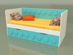 Sofá-cama para crianças com 1 gaveta (Aqua)