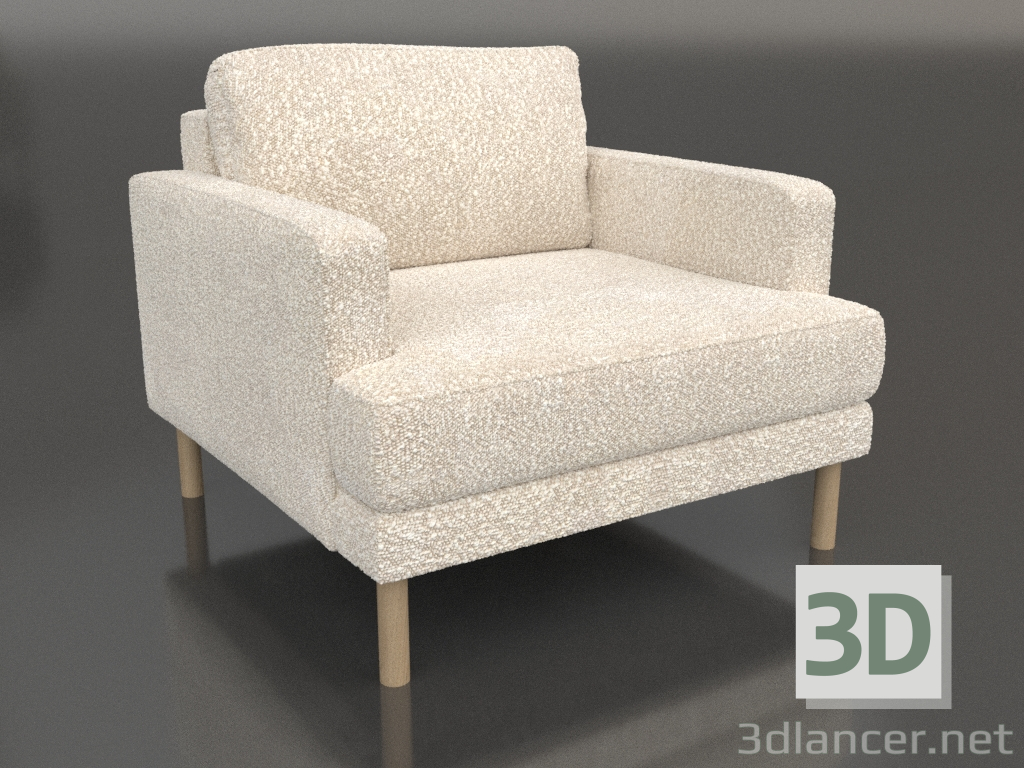 modèle 3D Chaise Fisht (pieds en bois) - preview