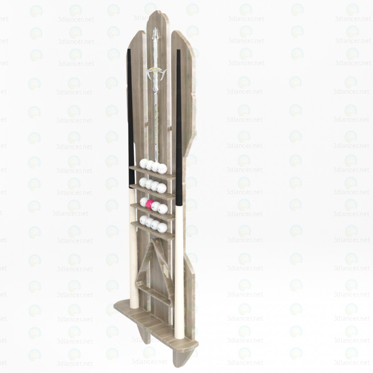 3d Richard Stand for pool cue model buy - render 3d Richard Stand for pool cue model buy - render