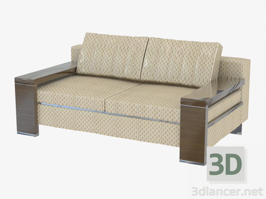modèle 3D Canapé double avec revêtement en tissu - preview