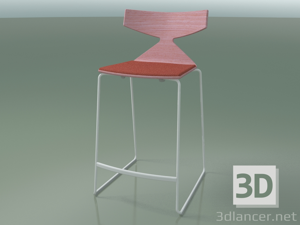 modello 3D Sgabello da bar impilabile 3712 (con cuscino, rosa, V12) - anteprima