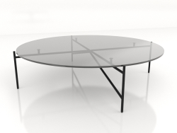 Ein niedriger Tisch d120 mit einer Glasplatte