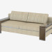 3d model Double sofa with wooden armrests - preview