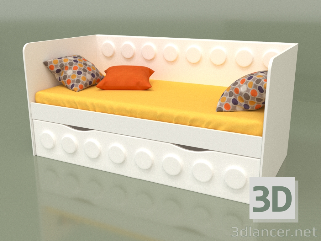 3d model Sofá cama para niños con 1 cajón (Blanco) - vista previa