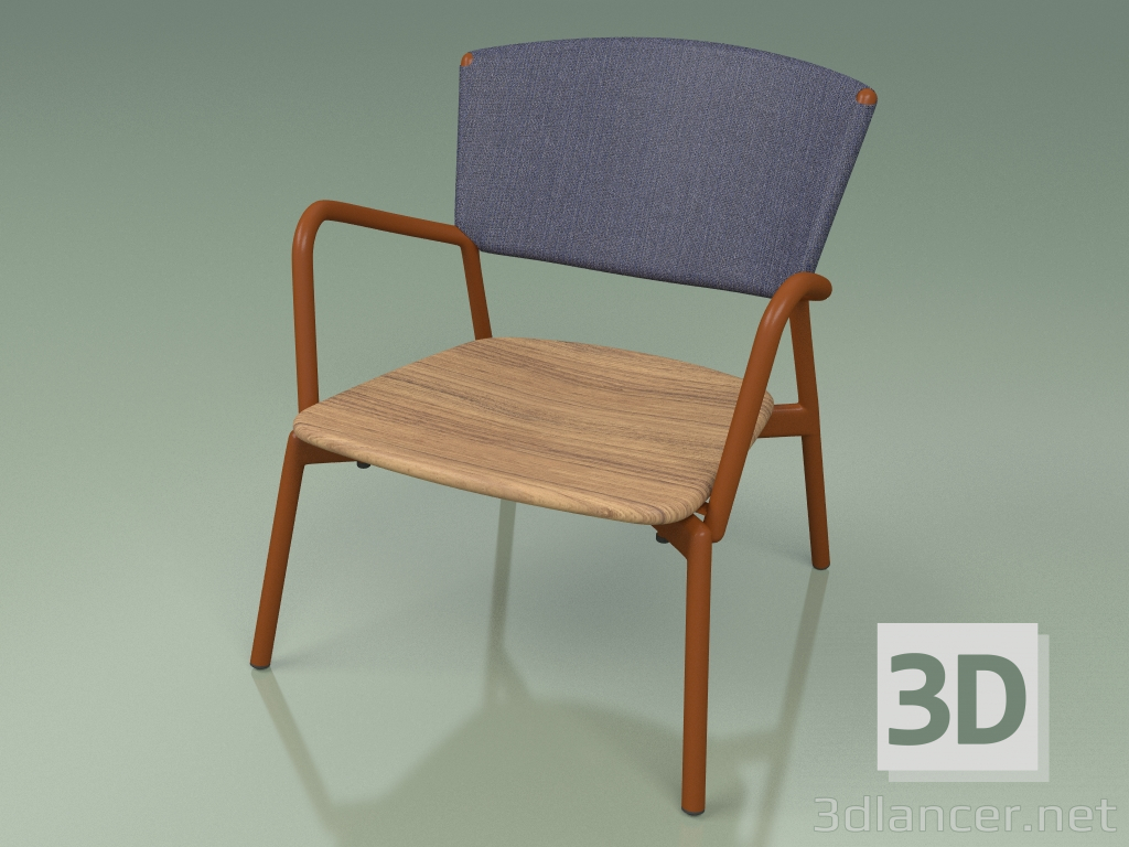 modèle 3D Chaise 027 (Métal Rouille, Bleu Batyline) - preview