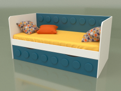 Schlafsofa für Kinder mit 1 Schublade (Türkis)