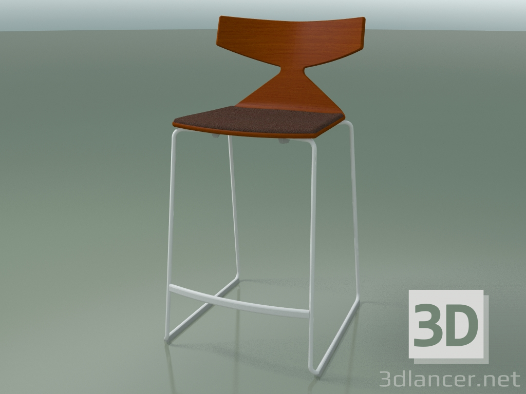 3d model Stackable bar stool 3712 (with cushion, Orange, V12) - preview