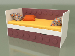 Sofá-cama para crianças com 1 gaveta (bordeaux)