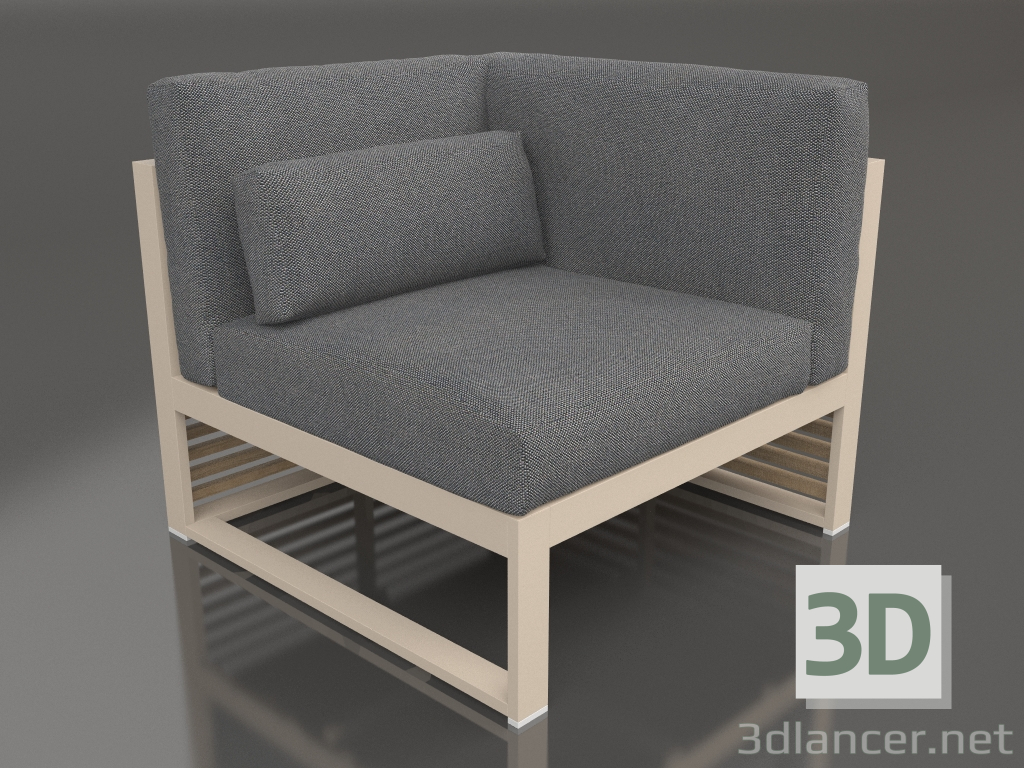 modèle 3D Canapé modulable, section 6 droite, dossier haut (Sable) - preview