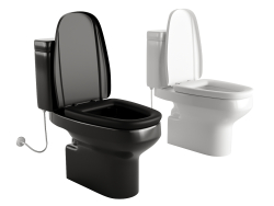 Toilette – Zwei Toiletten in verschiedenen Farben