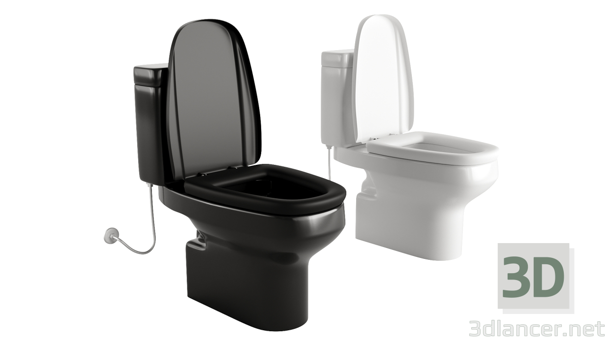 3d Toilet - Two toilets of different colors model buy - render