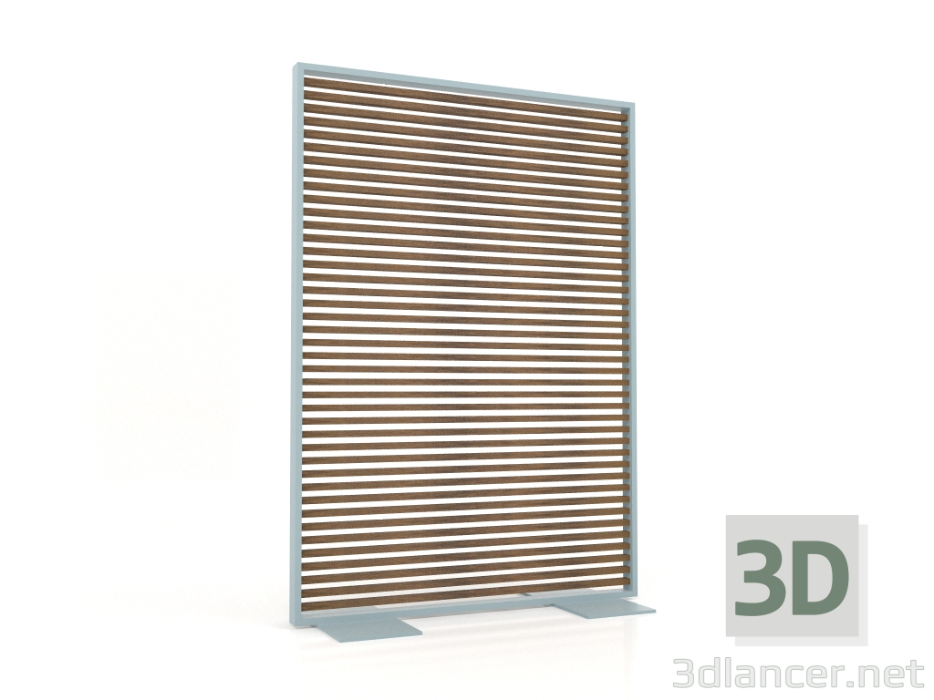 modello 3D Parete divisoria in legno artificiale e alluminio 120x170 (Teak, Blu grigio) - anteprima