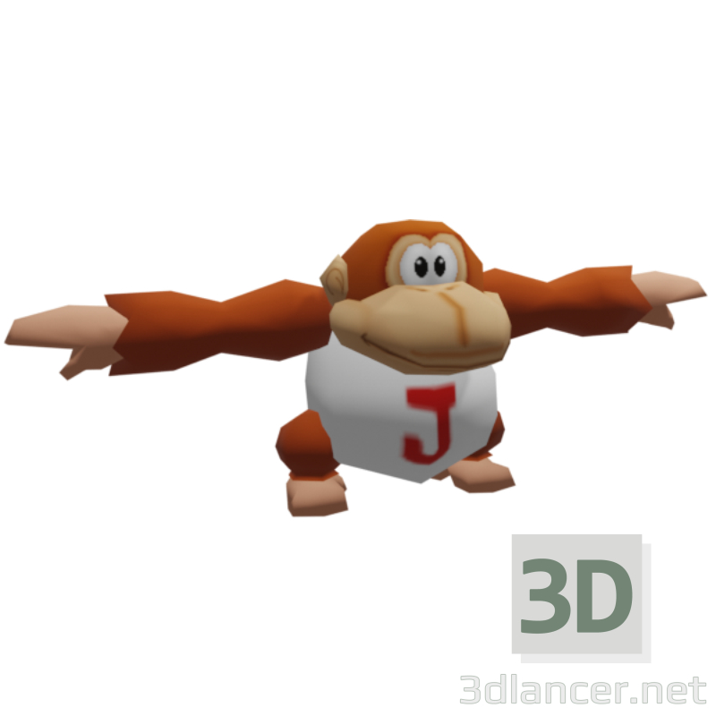 modello 3D di Donkey Kong Junior pronto per il gioco in stile Nintendo 64 Low-poly comprare - rendering
