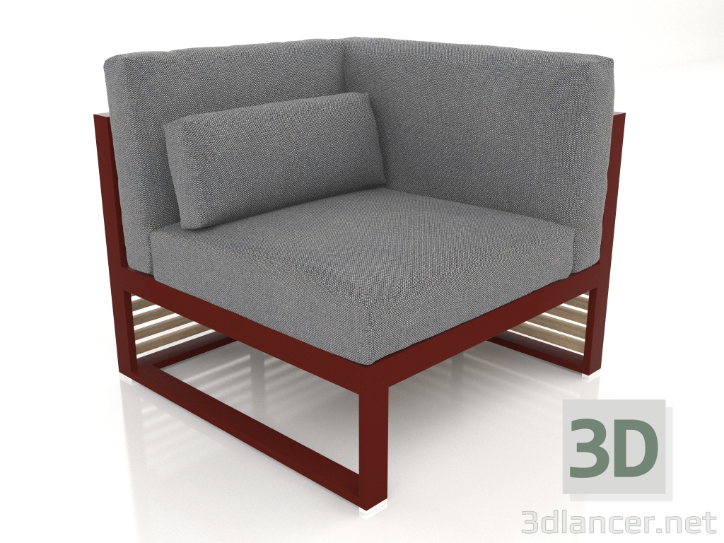 3d model Modular sofa, section 6 right, high back (Wine red) - preview
