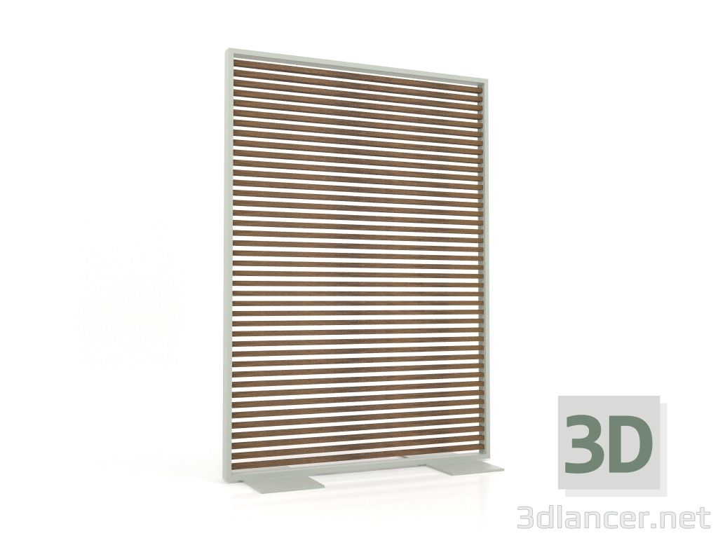modello 3D Parete divisoria in legno artificiale e alluminio 120x170 (Teak, Grigio cemento) - anteprima