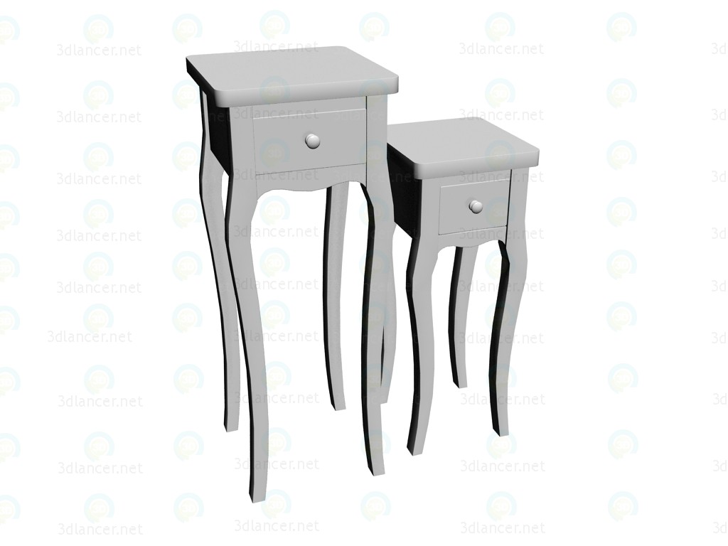 Modelo 3d Mesa servindo clássico barroco branco (2 PCs. pelo jogo) - preview