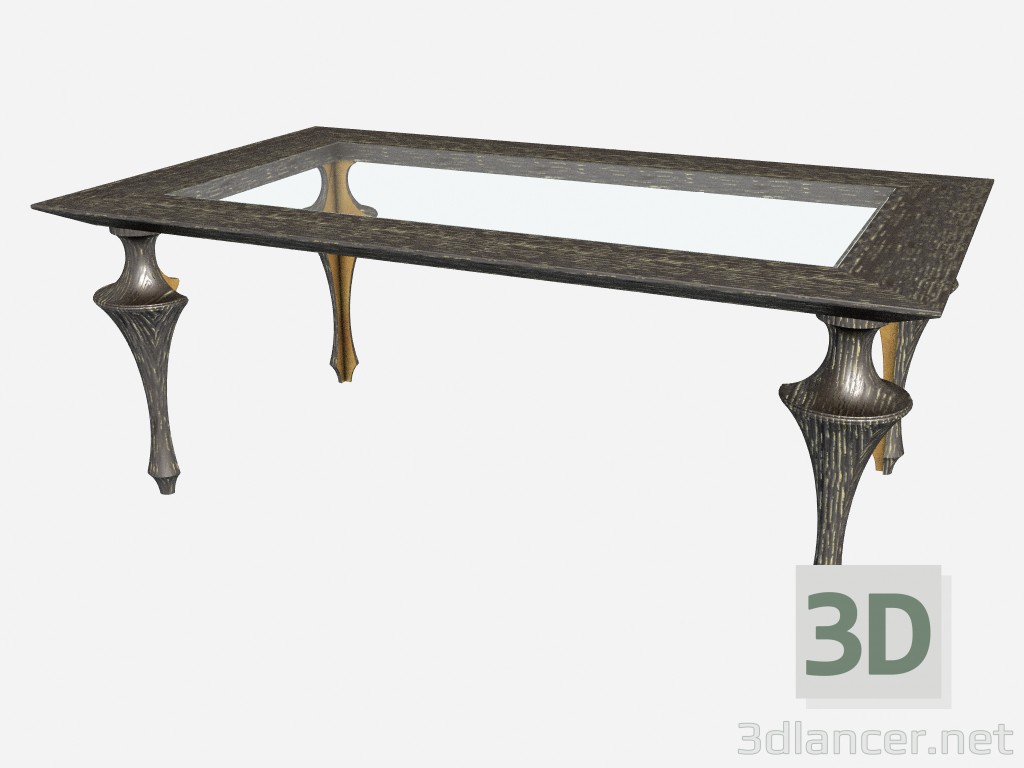 3d model Mesa rectangular de comedor para piernas rizadas AIDA Z01 - vista previa