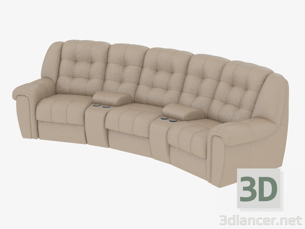 modèle 3D Canapé en cuir arrondi - preview