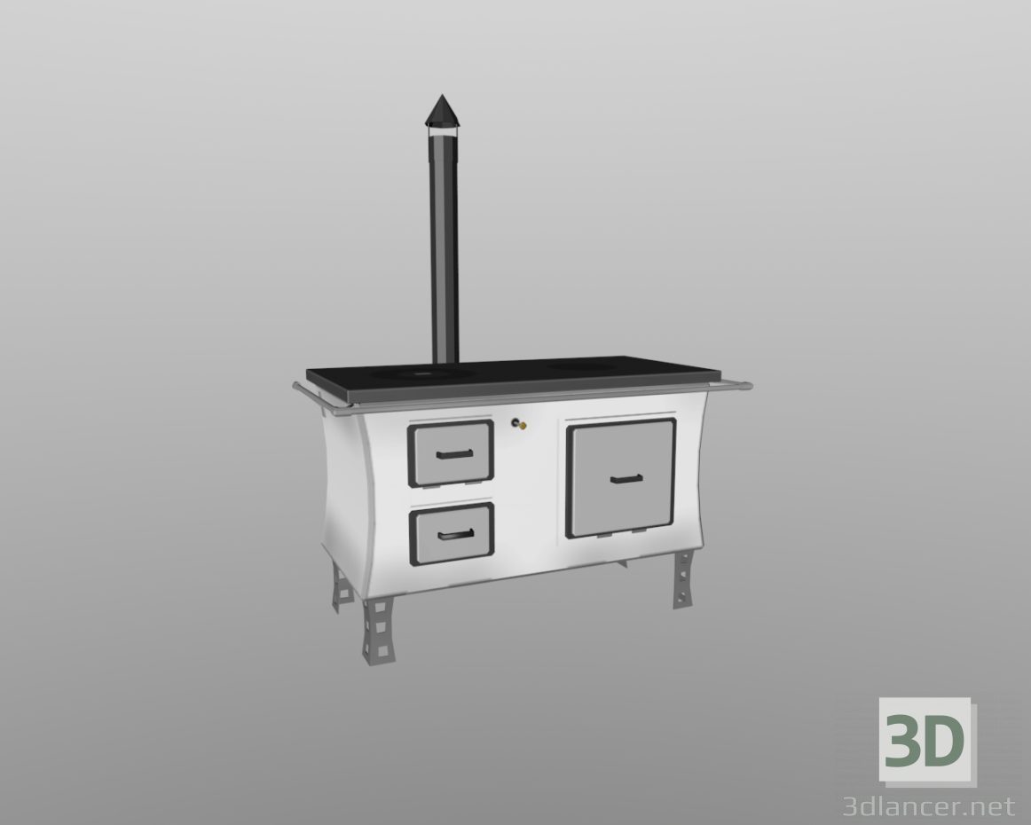 3D modeli Ahşap ocak / odun sobası / León Range / 柴 爐 / дровяная печь. - önizleme