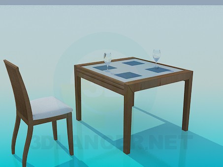 3d модель Стол и стул в комплекте – превью 3d модель Стол и стул в комплекте – превью