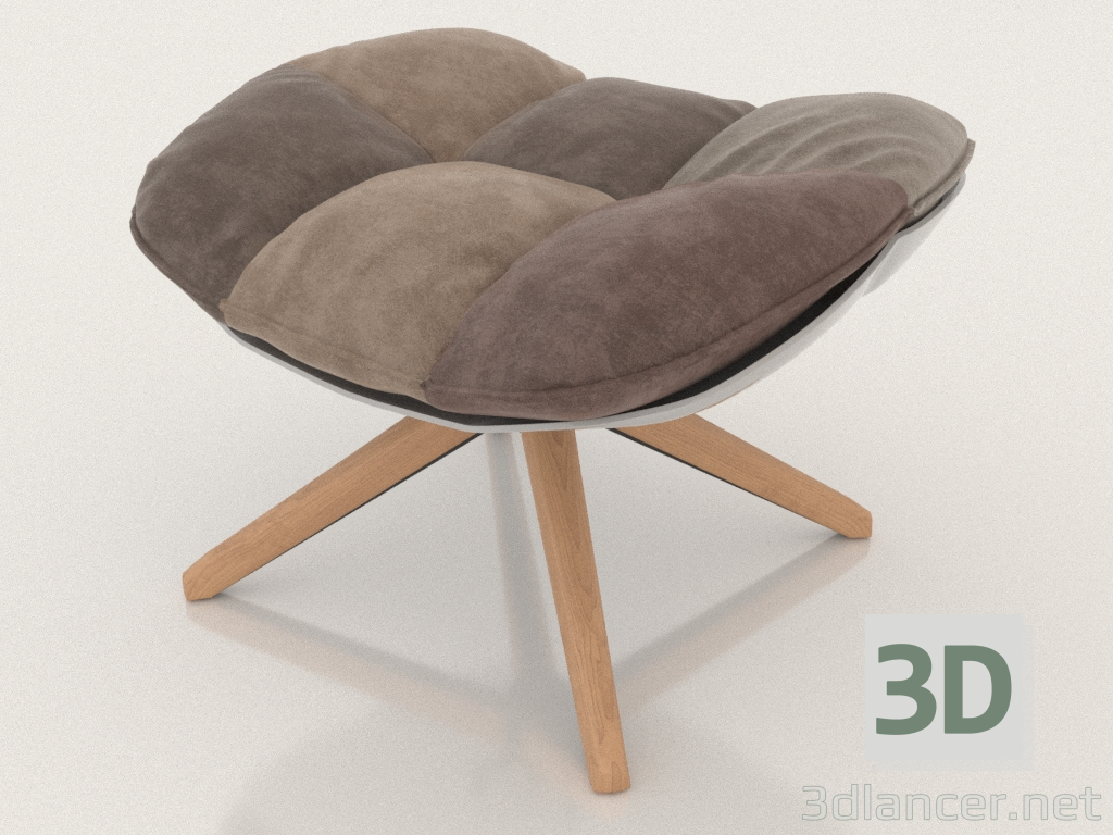 3d model Husk style ottoman (brown patchwork) - preview