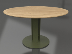 Dining table Ø130 (Olive green, Iroko wood)