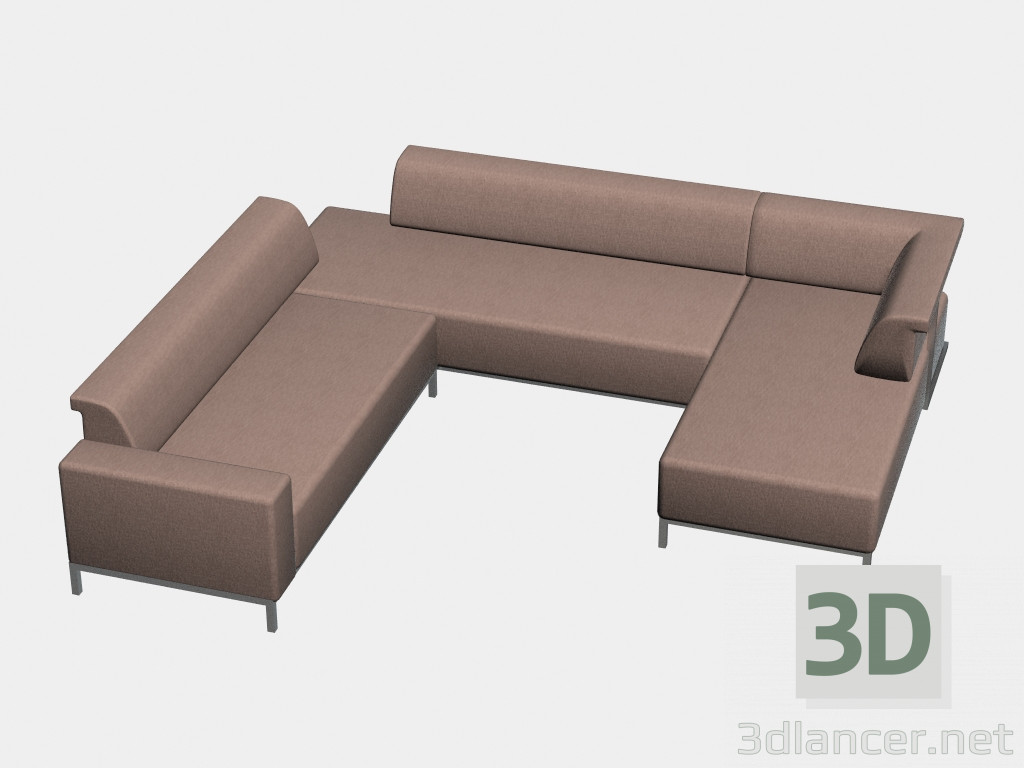 modello 3D Modulo divano (U) Borneo - anteprima