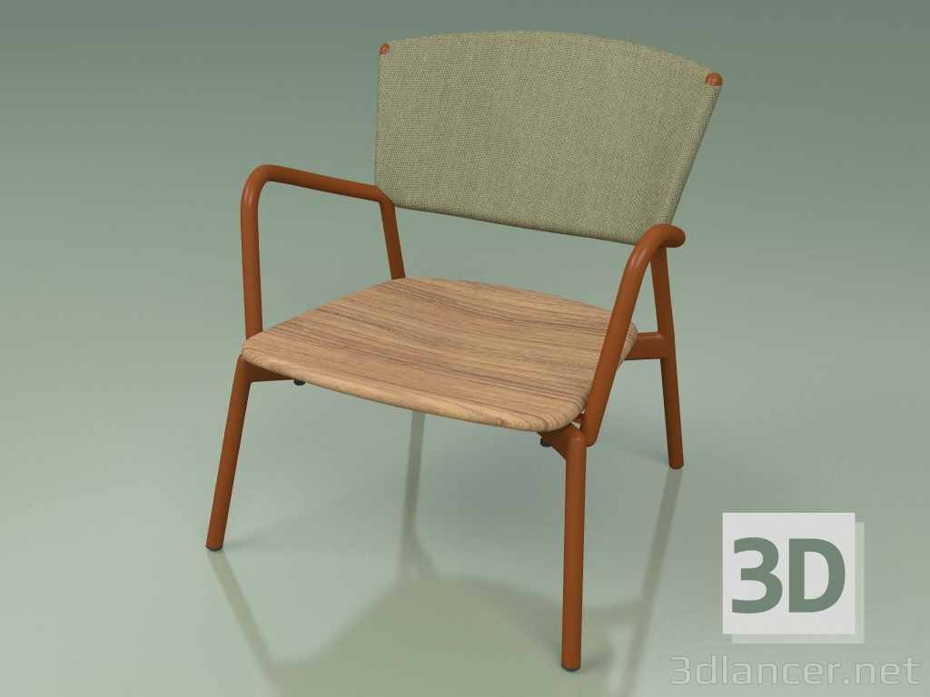 modèle 3D Chaise 027 (Métal Rouille, Batyline Olive) - preview