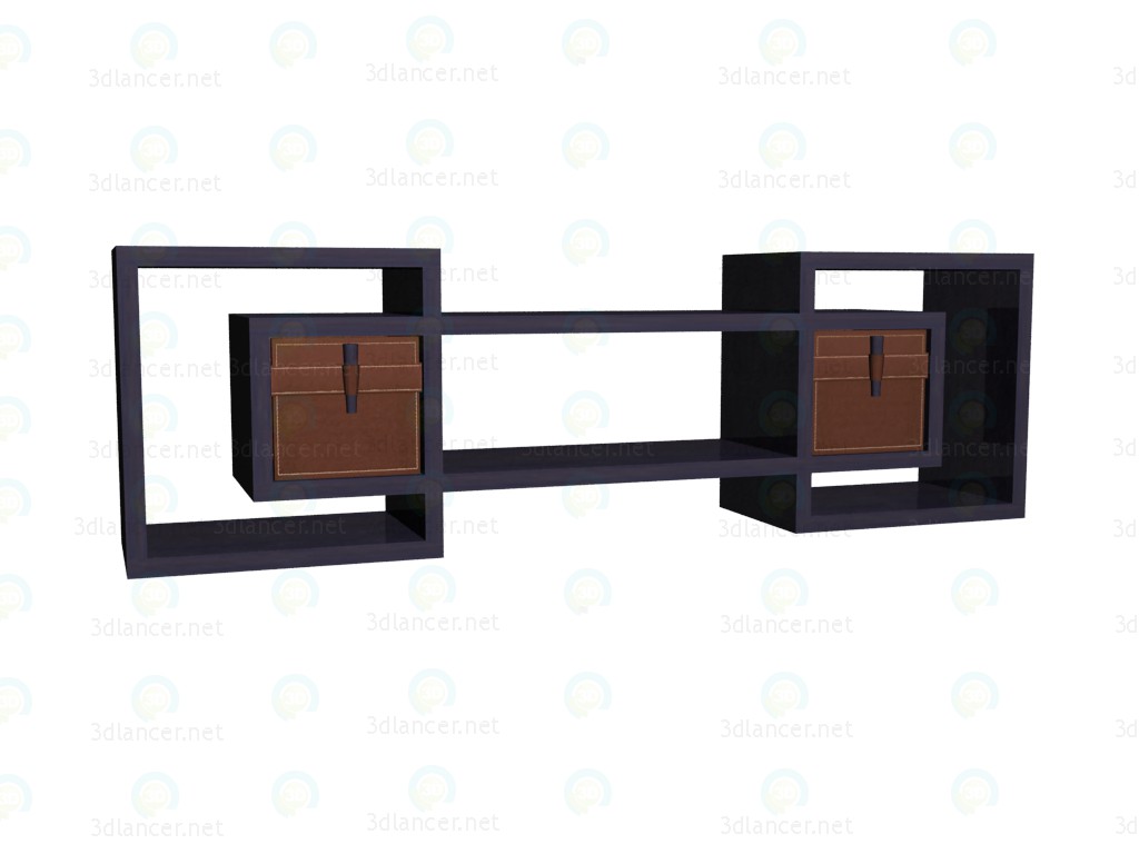 3D Modell Regal mit Schubladen (Wenge Schubladen) - Vorschau