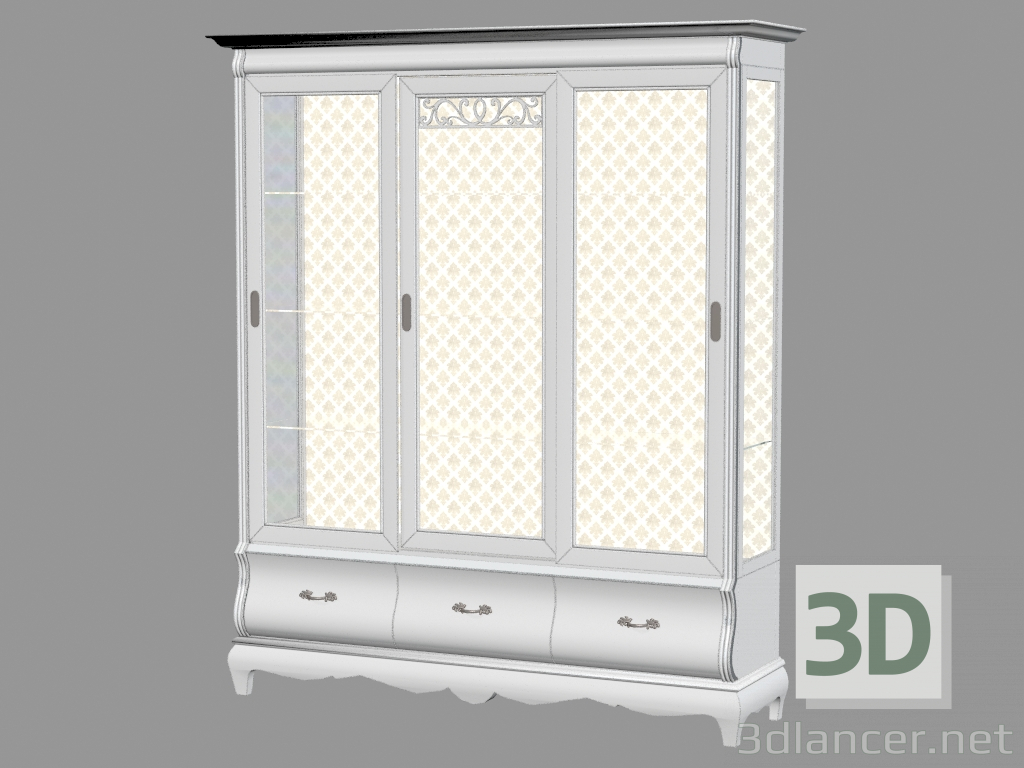 3d model Three-door showcase with three drawers MD408 - preview
