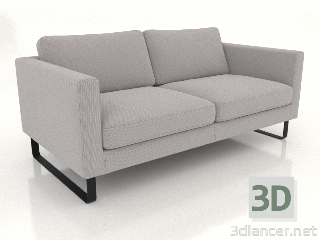 3d model 2-seater sofa (metal legs, fabric) - preview