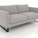 3d model 2-seater sofa (metal legs, fabric) - preview