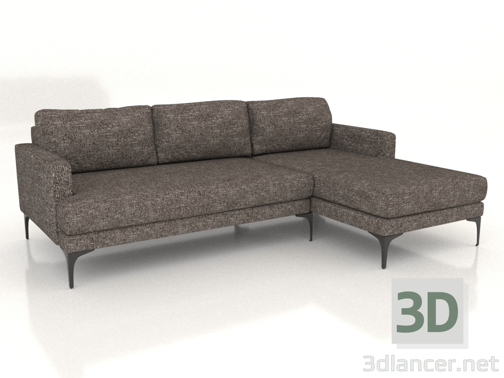 modèle 3D Canapé d'angle Fisht 230 cm (pieds métal) - preview