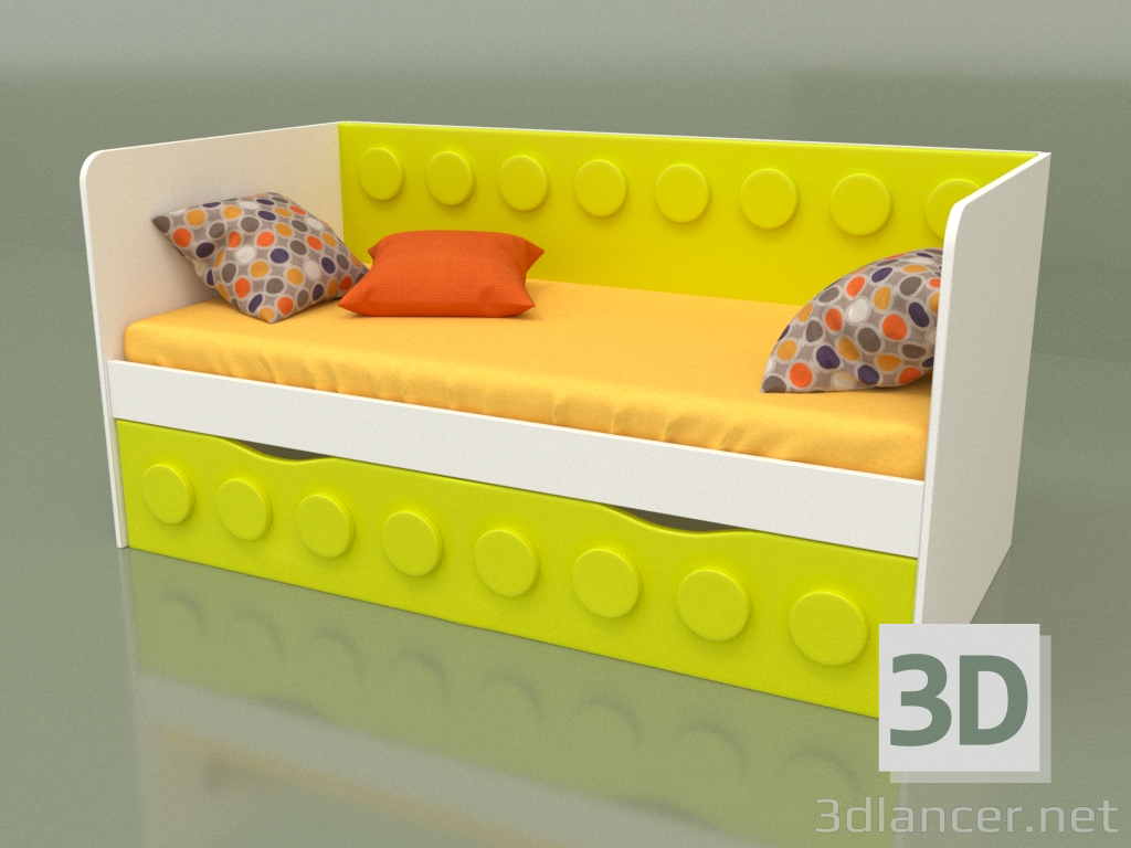 3d модель Диван-ліжко для дитини з 1-м ящиком (Lime) – превью