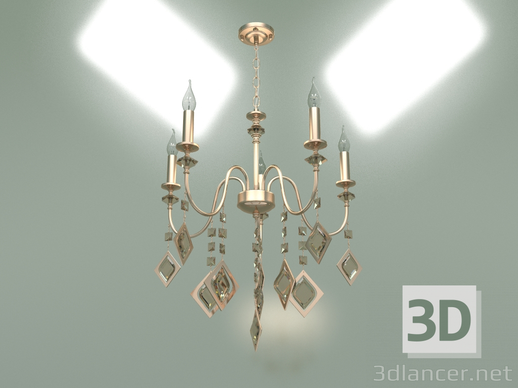 3d model Hanging chandelier Telao 10110-5 (gold-tinted crystal) - preview