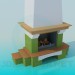 3d model Fireplace with wooden racks - preview