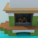 modello 3D Camino con gli scaffali di legno - anteprima
