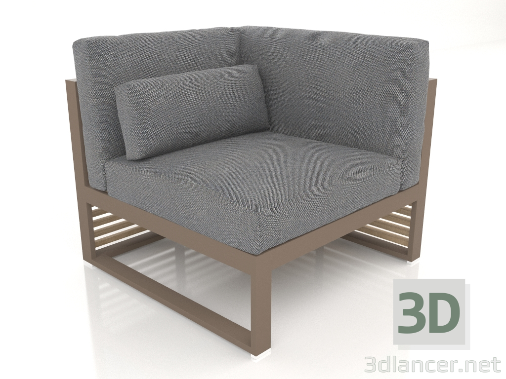 modèle 3D Canapé modulable, section 6 droite, dossier haut (Bronze) - preview