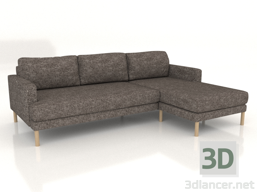 modèle 3D Canapé d'angle Fisht 230 cm (pieds en bois) - preview