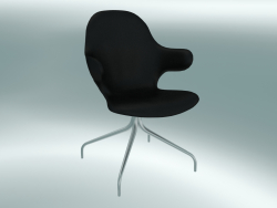 Prendedor de cadeira giratória (JH2, 58x58 N 90cm, alumínio polido, Couro - Seda preta)