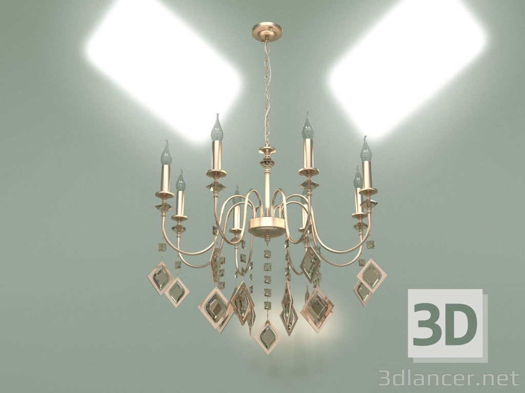 3d model Hanging chandelier Telao 10110-8 (gold-tinted crystal) - preview