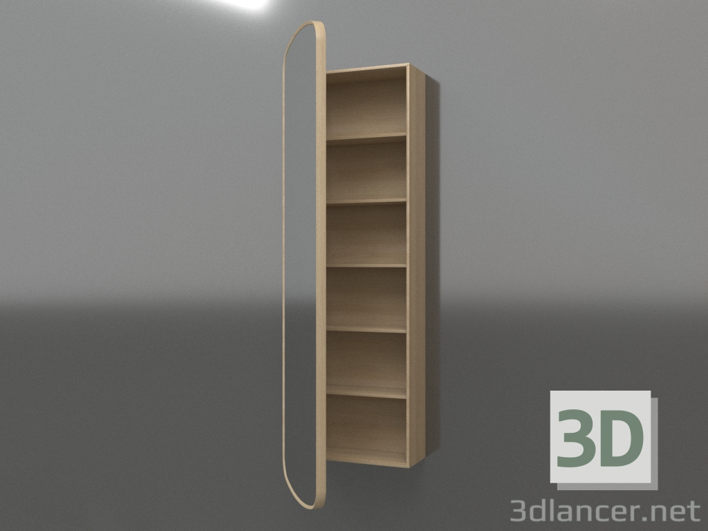 3D Modell Spiegel (mit halboffener Schublade) ZL 17 (460x200x1500, Holz weiß) - Vorschau