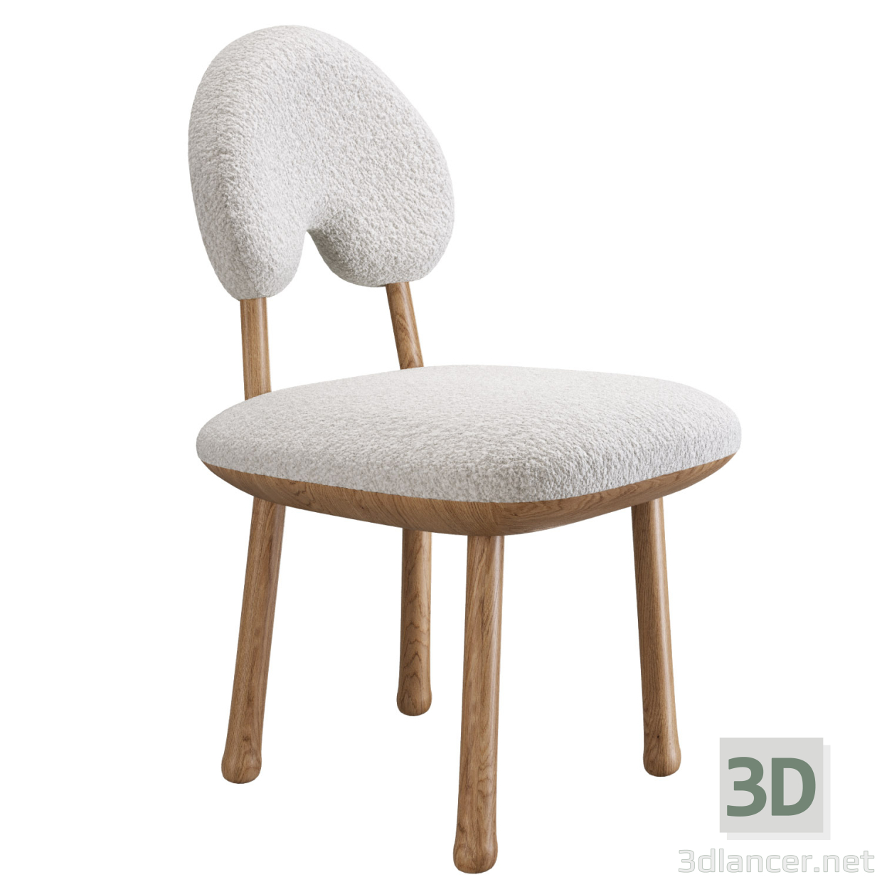 3D Tasarımcı makyaj koltuğu Masif ahşap sandalye modeli satın - render