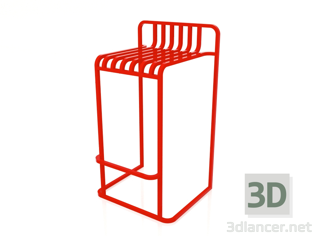 modello 3D Sgabello alto (Rosso) - anteprima
