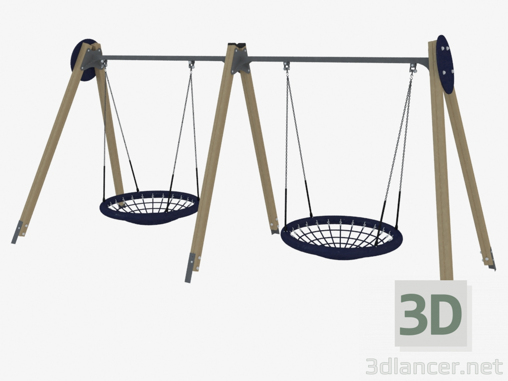 3D modeli Salıncak oyun alanı Yuva (çift) (6329) - önizleme
