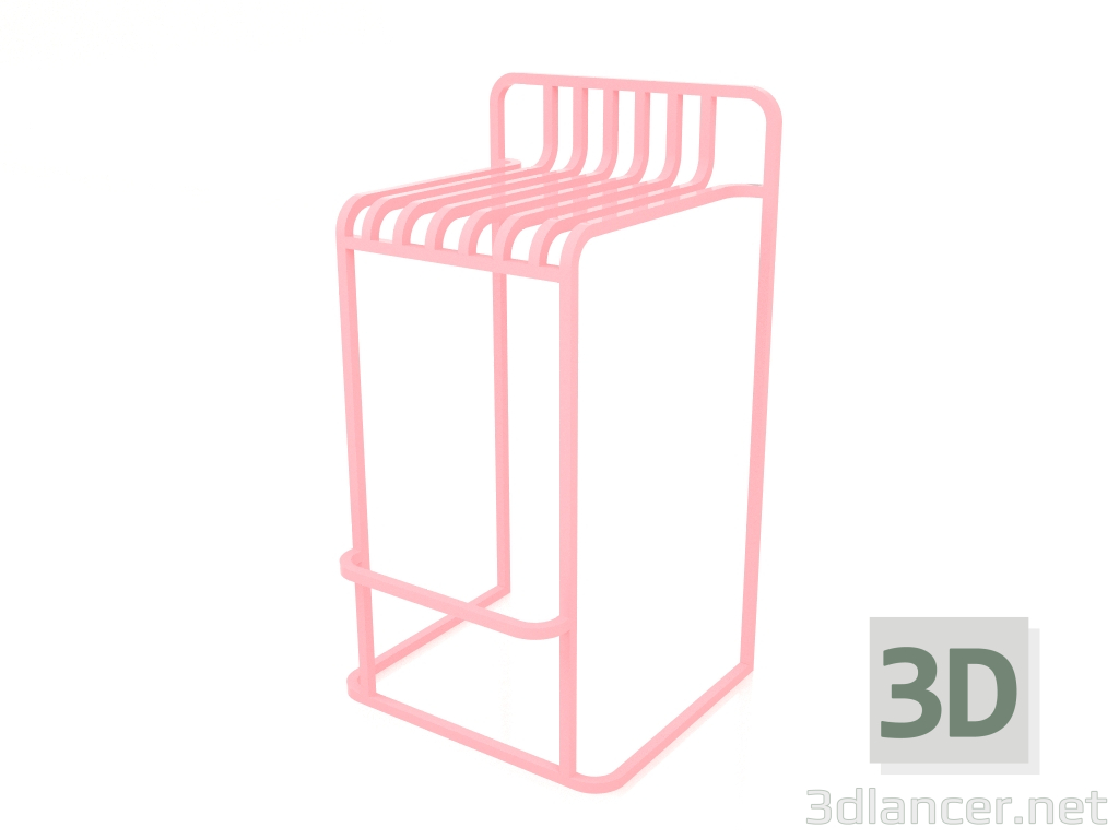 modèle 3D Tabouret haut (Rose) - preview