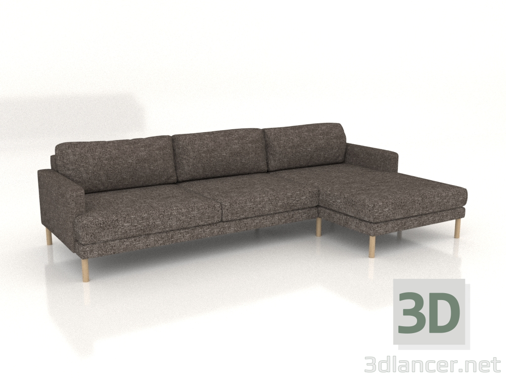 modèle 3D Canapé d'angle Fisht 290 cm (pieds en bois) - preview