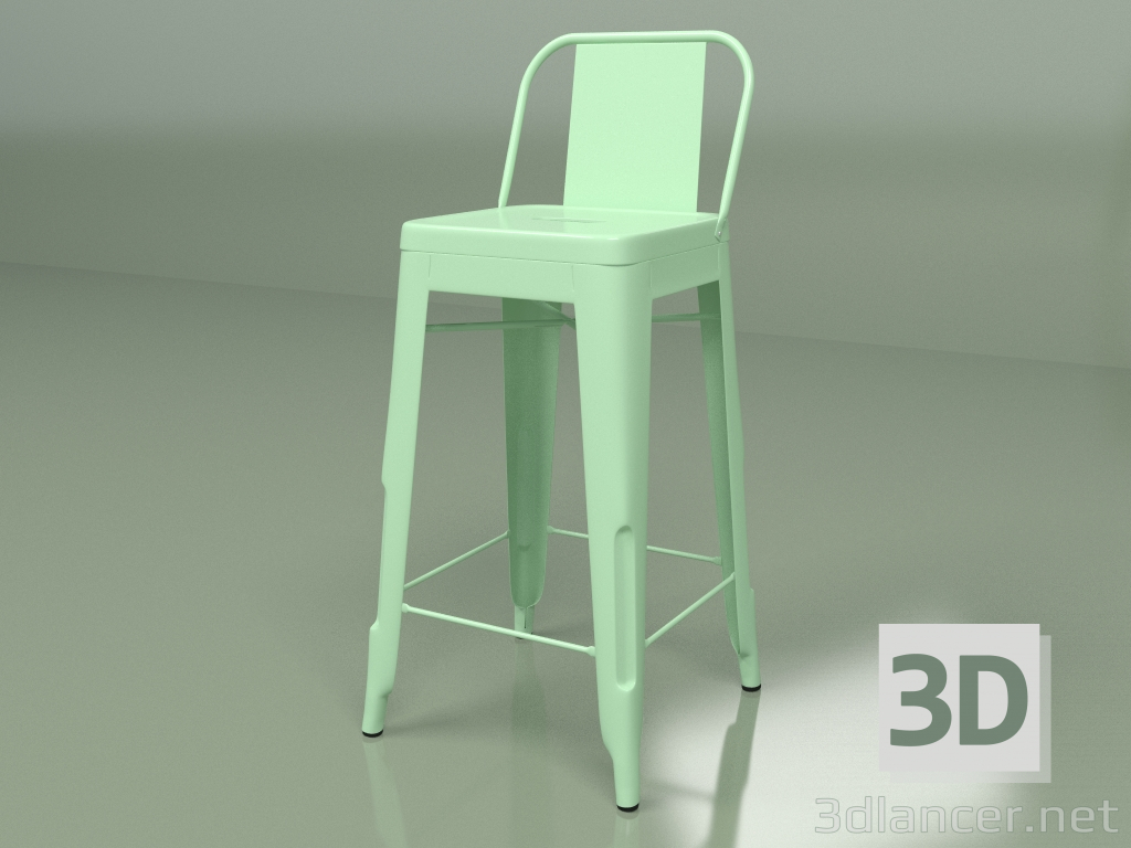 modello 3D Sgabello da bar Marais Colour con schienale (verde chiaro) - anteprima