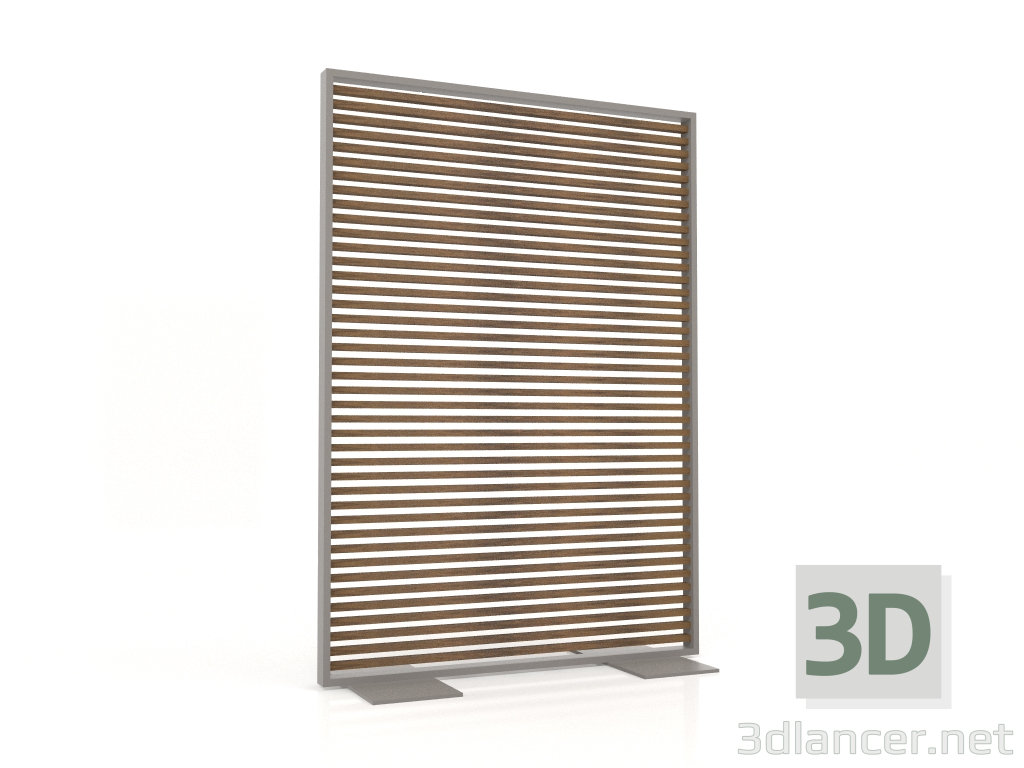 modello 3D Parete divisoria in legno artificiale e alluminio 120x170 (Teak, Grigio quarzo) - anteprima