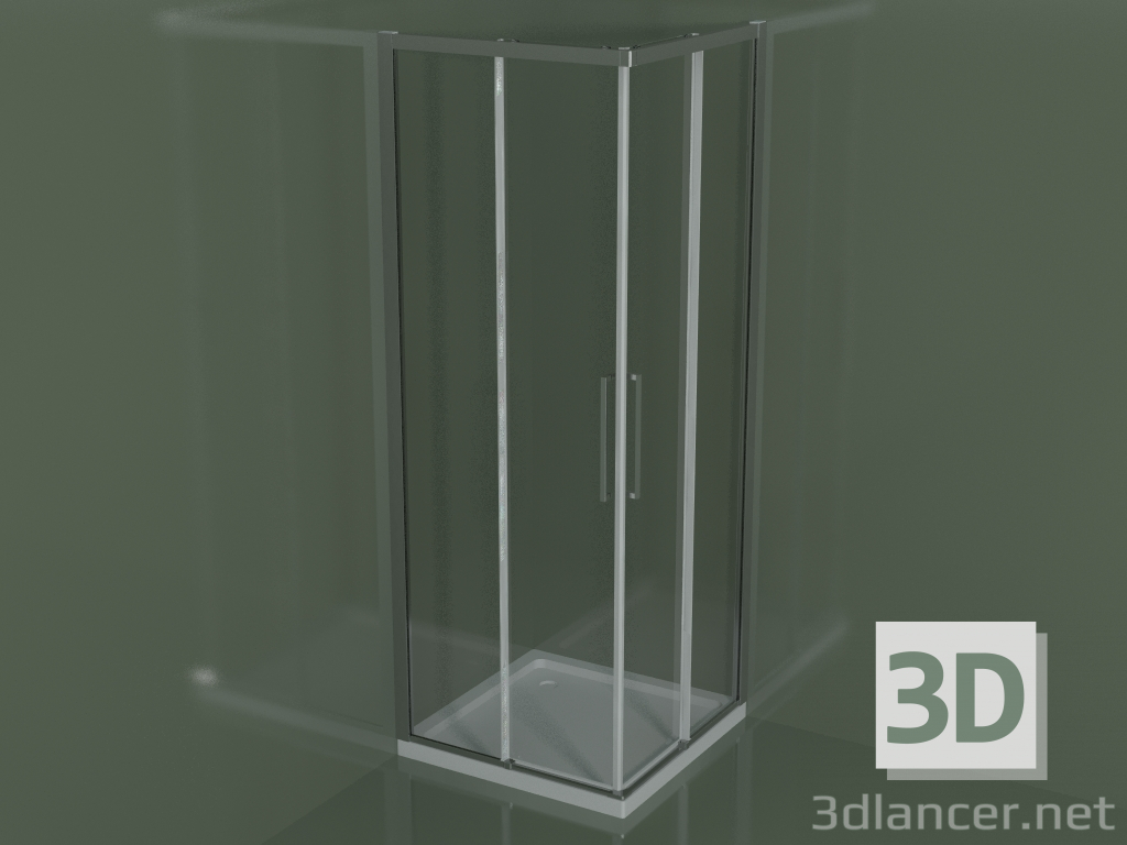 modello 3D Cabina doccia ZA + ZA 75 con porta scorrevole per piatti doccia angolari - anteprima